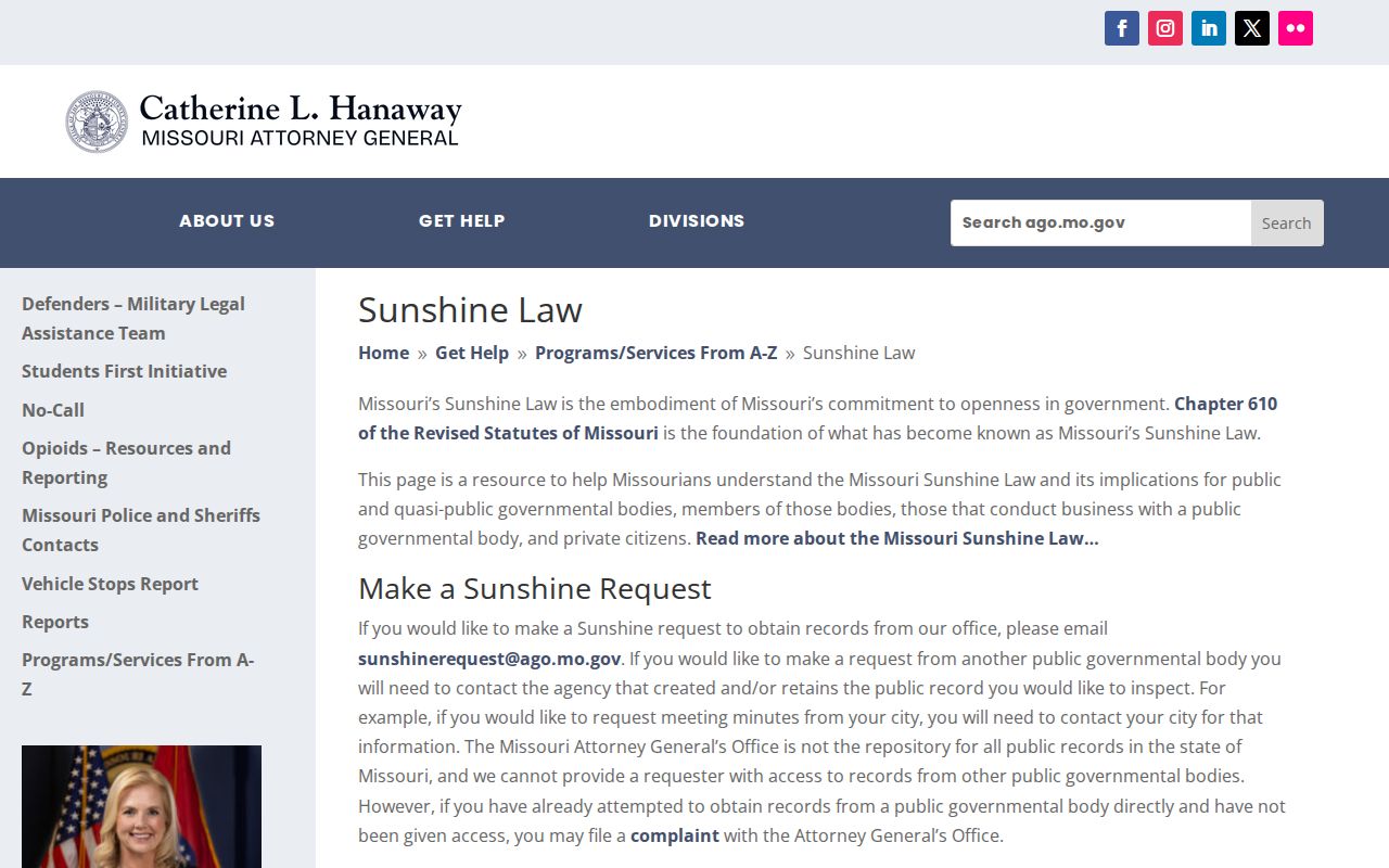 Missouri Sunshine Law guidance for Buchanan County arrest records