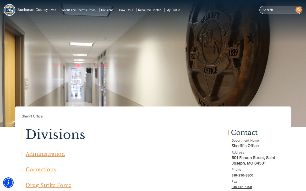 Buchanan County criminal records sheriff division page