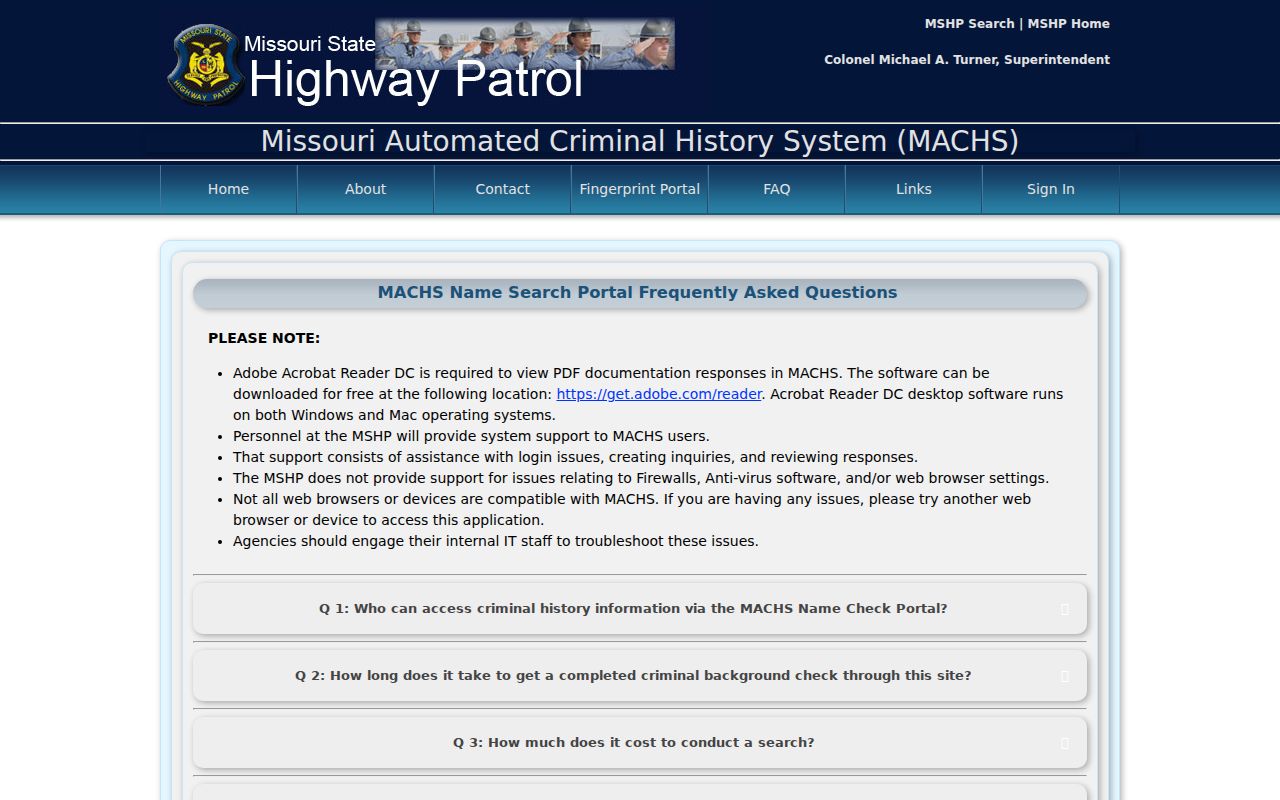 Buchanan County criminal record MACHS repository FAQ