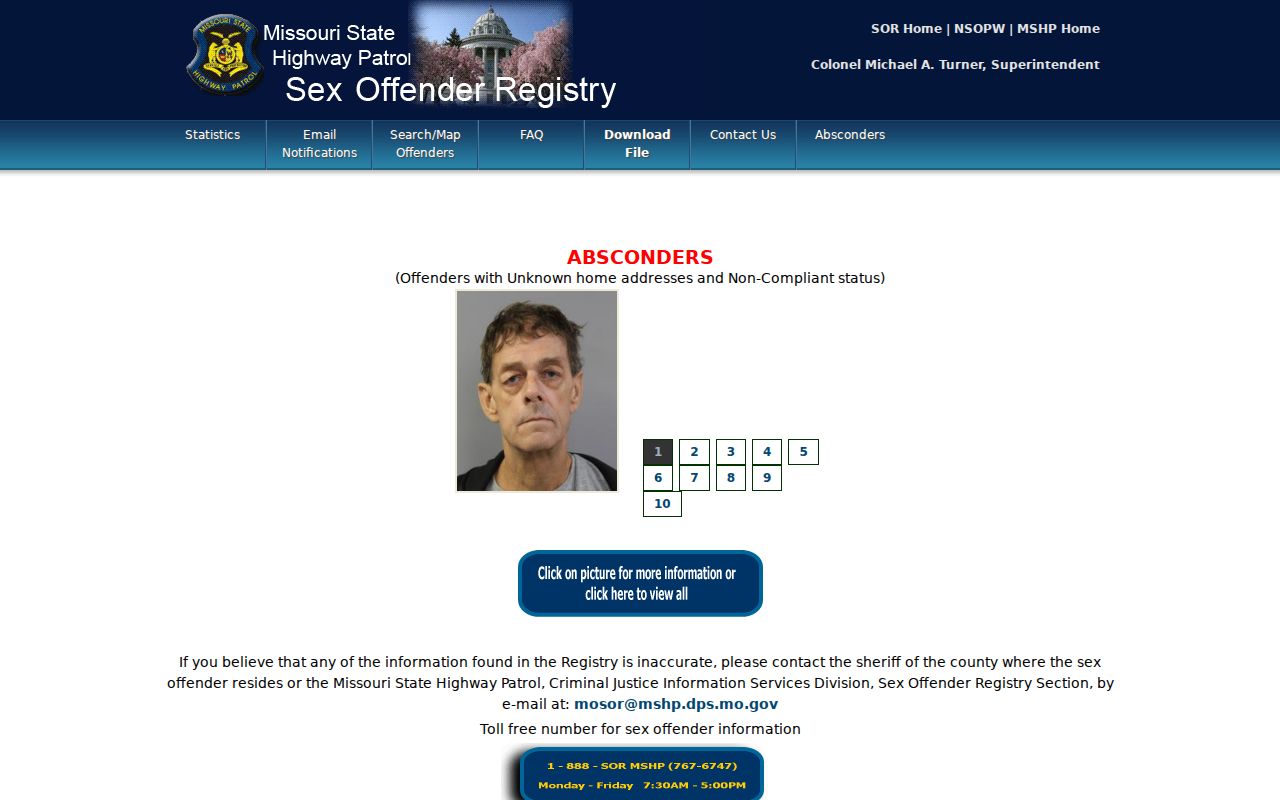 Buchanan County sex offender lookup on the Missouri registry search screen
